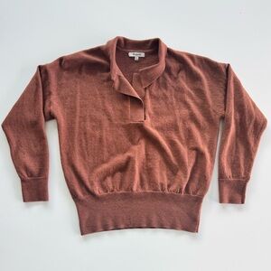 Madewell Brown Rustic Cowl Neck Sweater with Ribbed Trim